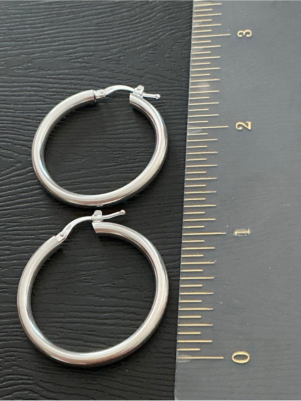NEW 925 Peruvian Sterling Silver Classic High Polish Hoop Earrings 1"